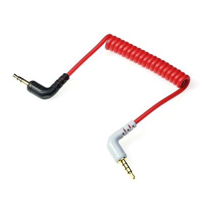 Alvin's Cables 3.5mm TRS to TRRS SC7 Patch Cable for Rode VideoMic| VideoMicro Go| BOYA Mic, for i-Phone| Smartphone| Tablets, 1/8 Male Right Angle Microphone Coiled Cable