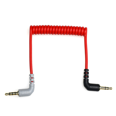 Alvin's Cables 3.5mm TRS to TRRS SC7 Patch Cable for Rode VideoMic| VideoMicro Go| BOYA Mic, for i-Phone| Smartphone| Tablets, 1/8 Male Right Angle Microphone Coiled Cable