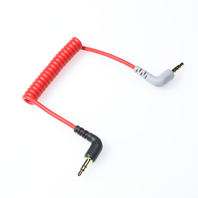 Alvin's Cables 3.5mm TRS to TRRS SC7 Patch Cable for Rode VideoMic| VideoMicro Go| BOYA Mic, for i-Phone| Smartphone| Tablets, 1/8 Male Right Angle Microphone Coiled Cable