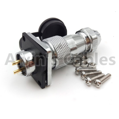 WS16 2 Pin High Voltage Connectors Plug Socket Industrial Power IP68 Threaded Couping